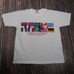 Vintage Textile Prints Statue Of Liberty Shirt Mens XL White Single Stitch Tee